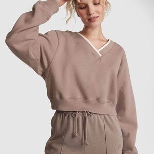 PINK Victoria's Secret Taupe V-Neck Sweatshirt